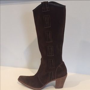 VÍA SPIGA Western Cowgirl Boots Brow Suede Sz 9.5